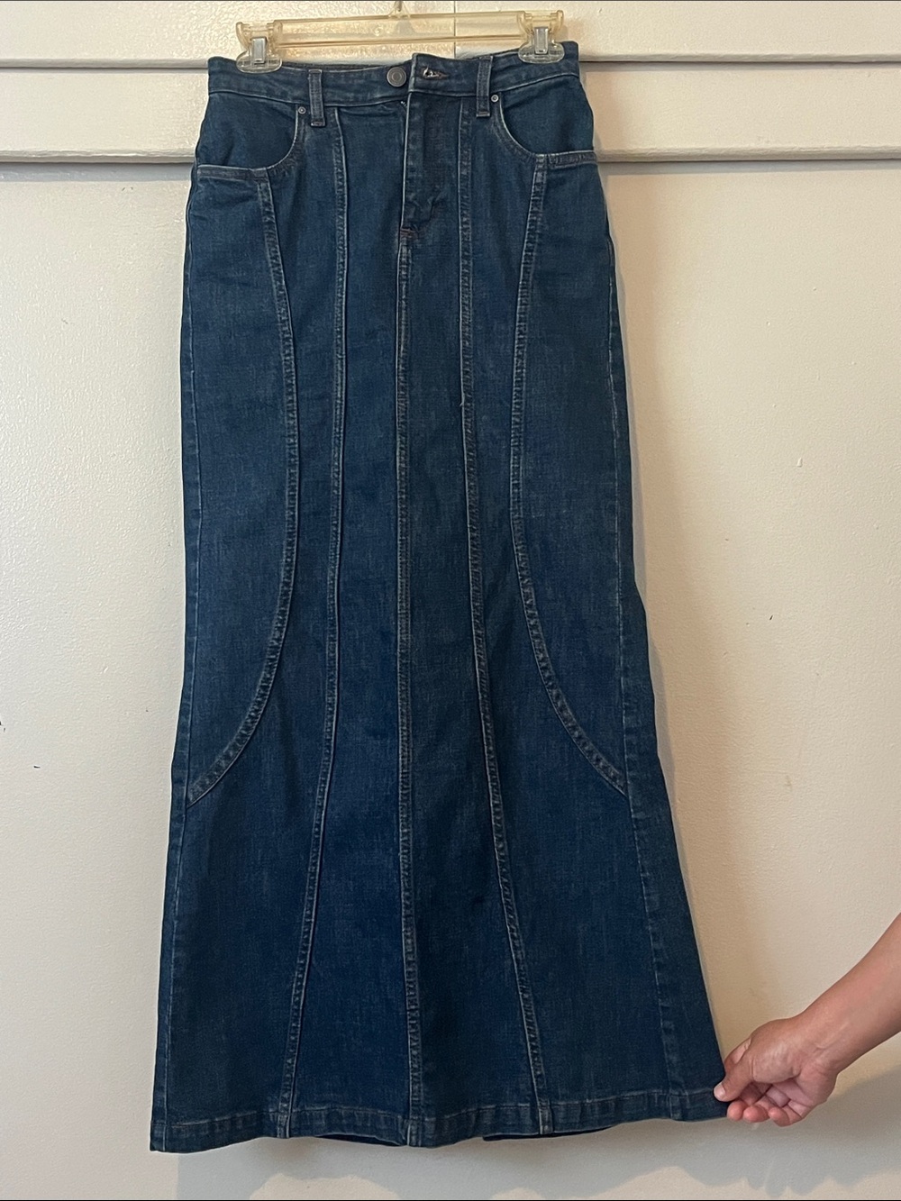 Cotton On Dark Blue Panelled Denim Maxi Skirt